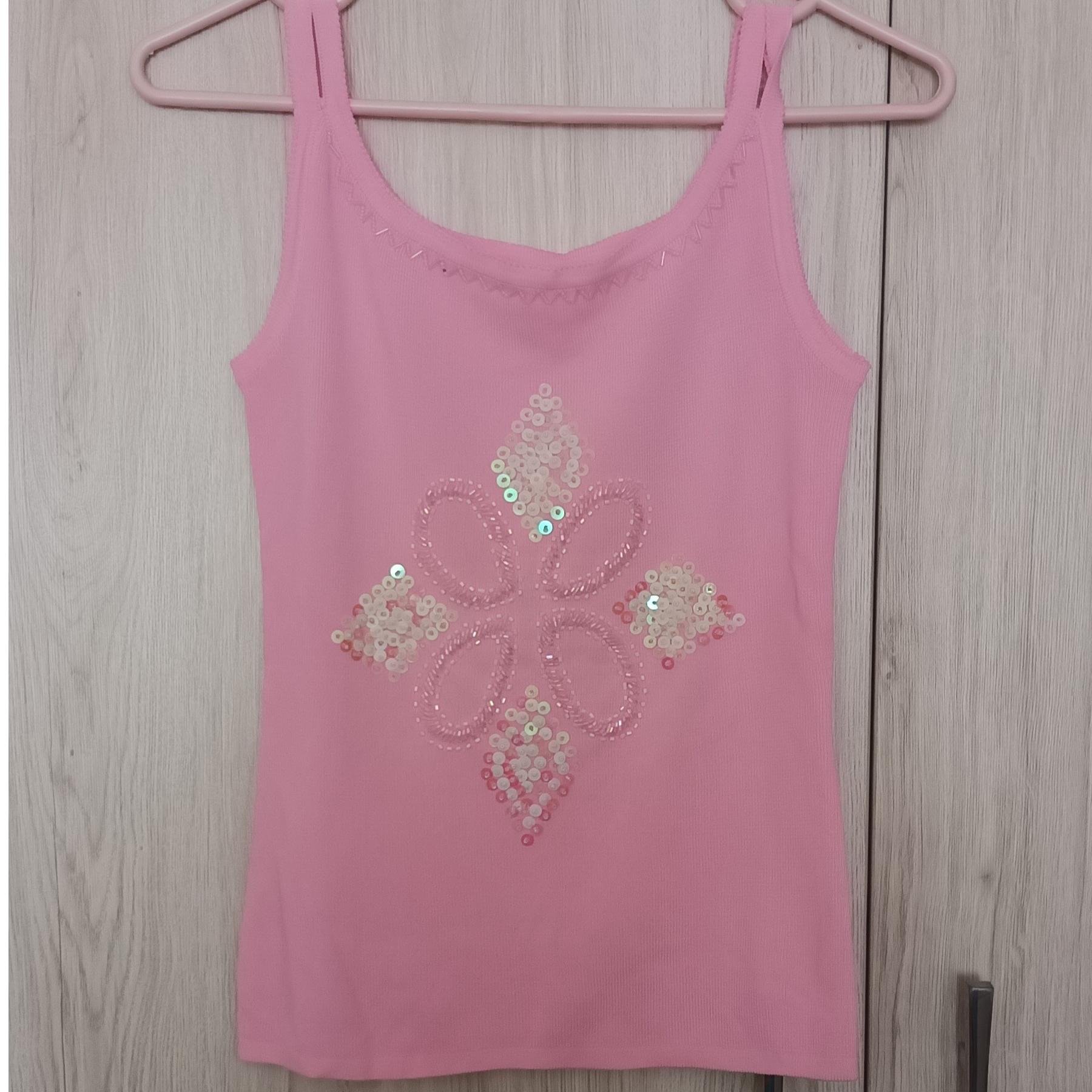 تاپ صورتی زنانه دخترانه نو منجق دوزی