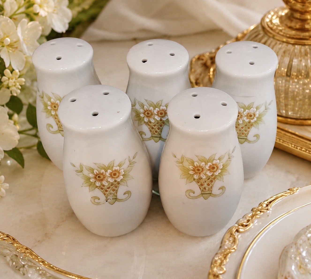 نمکدان قدیمی کلکسیونی چینی ژاپنی طرح ویکتوریا 5 تا