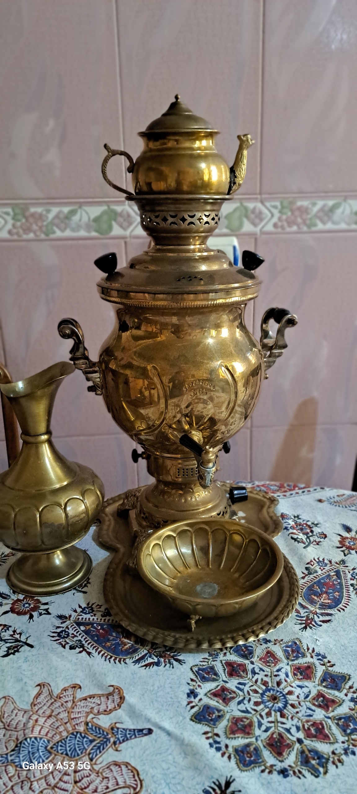 سماور برنجی گازی سرویس کامل