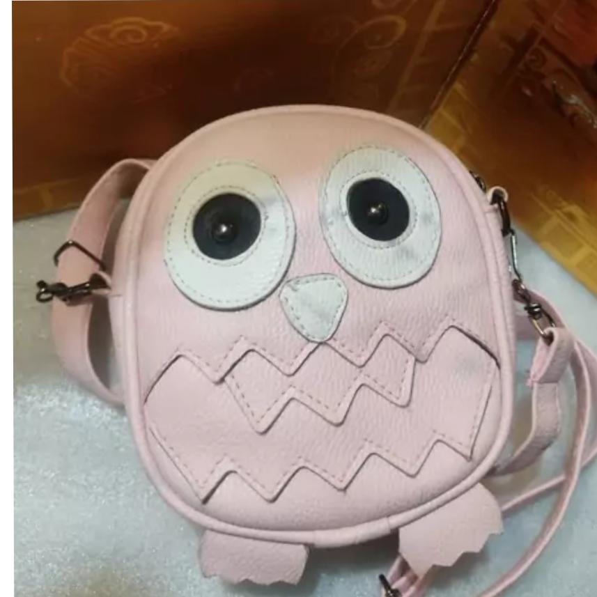 کیف دخترانه مدل رودوشی طرح پرنده صورتی