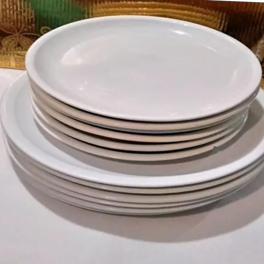 2 دست بشقاب چینی سفید ضخیم قدیمی