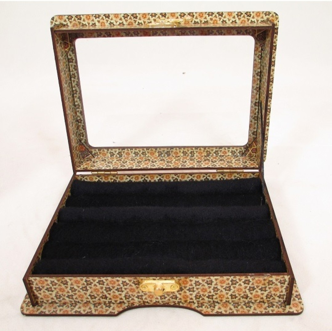 جعبه انگشتر چوبی 35 عددی در طرح و رنگ مختلف