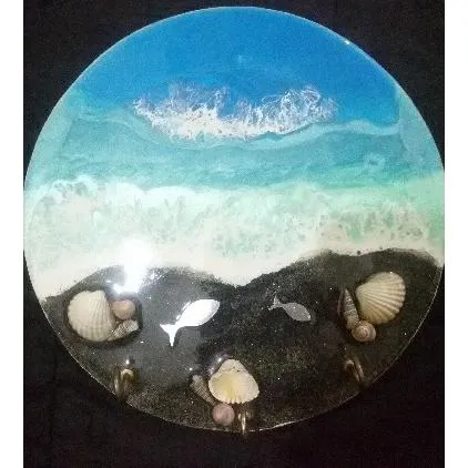 جاکلیدی دیواری دست ساز رزینی طرح ساحل