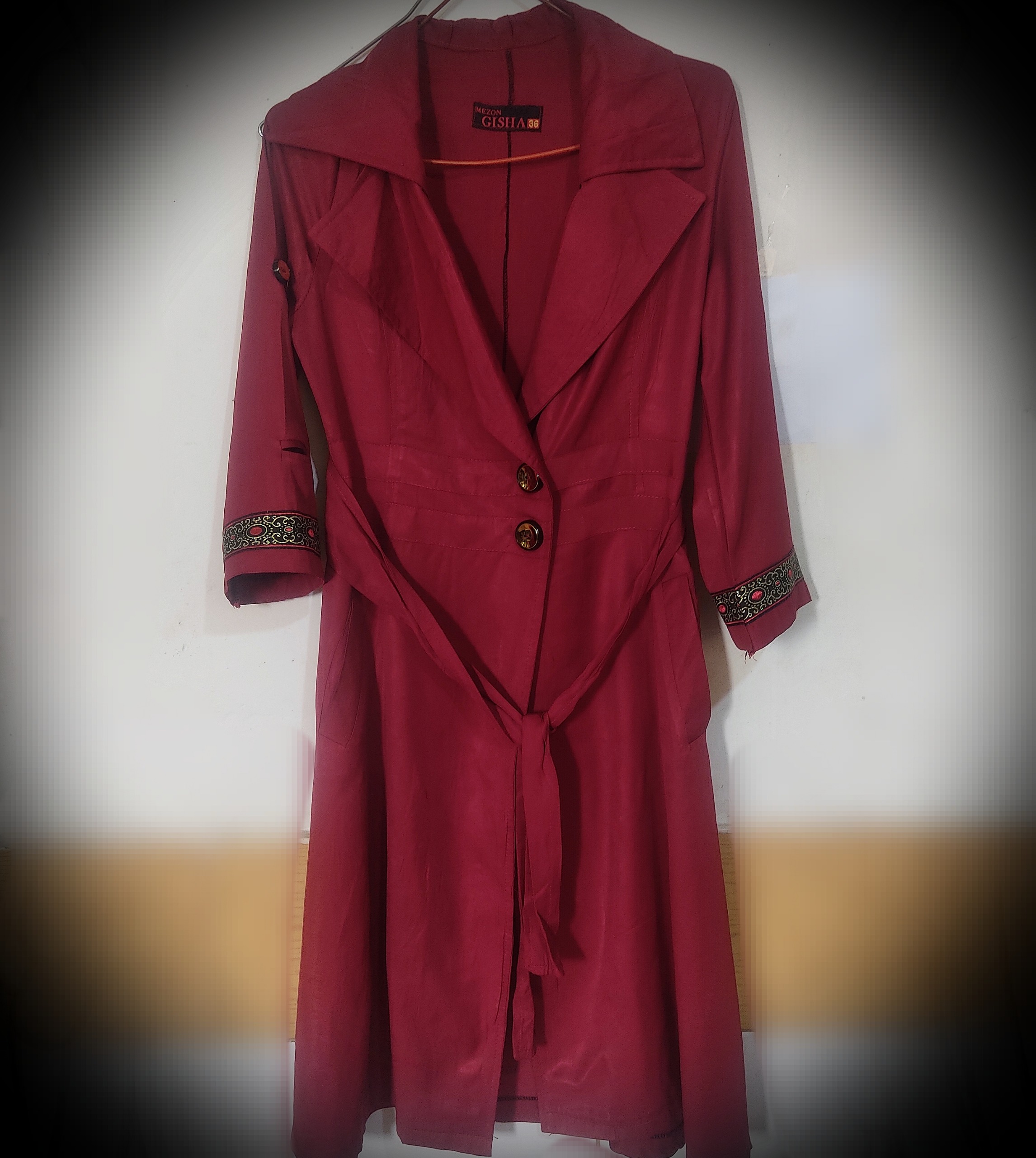 مانتو جیگری طرح سنتی جنس نخی سایز 36