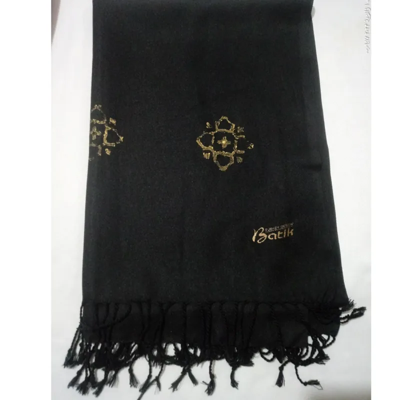 شال مشکی نخی خوشرنگ کار ترک