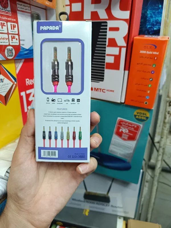 کابل AUX کنفی رنگی PAPADA مدل PL-15 اورجینال