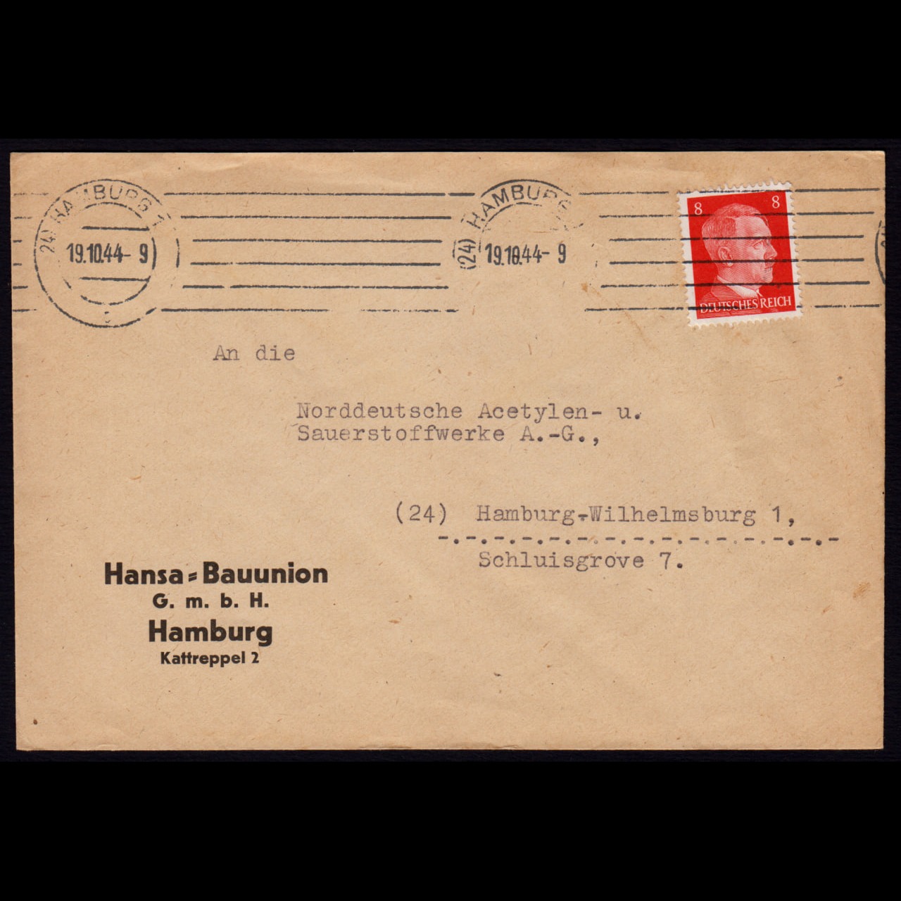 پاکت نامه آلمان نازی 1944 درون شهری