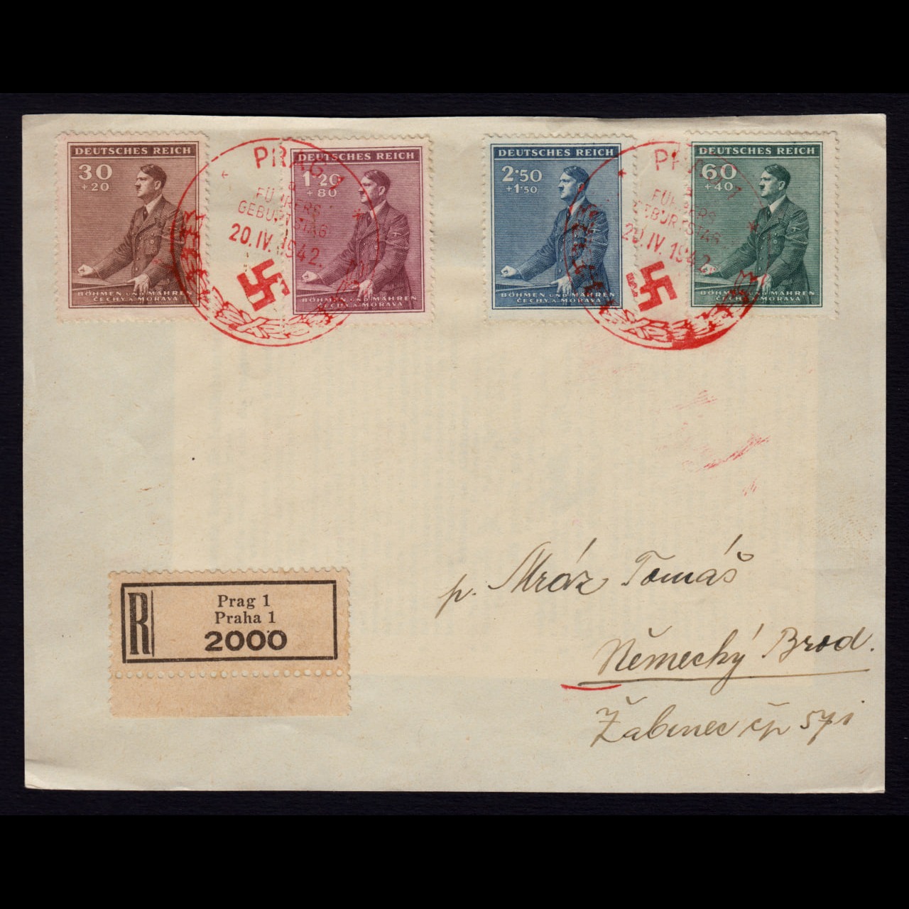 کارت پستی بوهم مورویا تحت اشغال آلمان نازی 1942