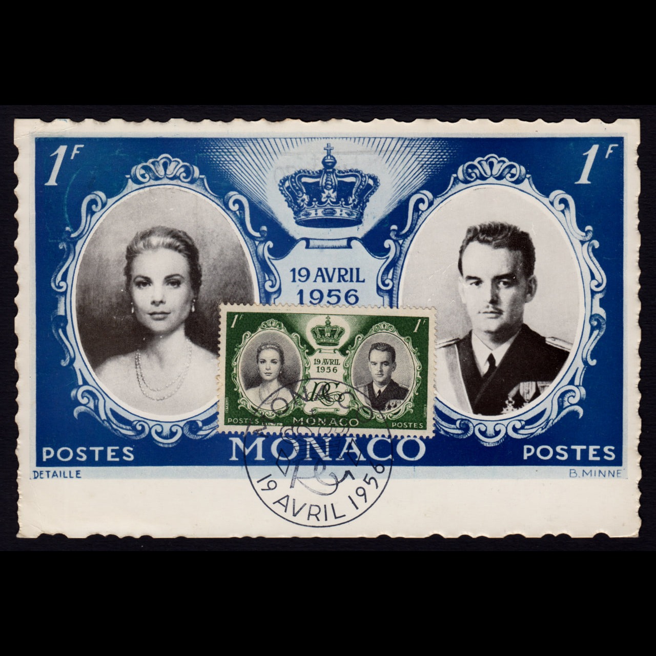 کارت پستال مهرروز ازدواج سلطنتی موناکو 1956