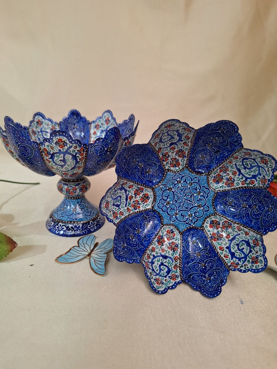 کاسه پایه دار میناکاری 16س مسی