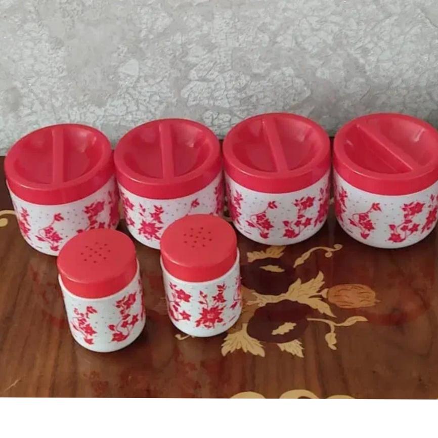 سرویس کمیاب جا ادویه ای و نمکدان ملامین قدیمی