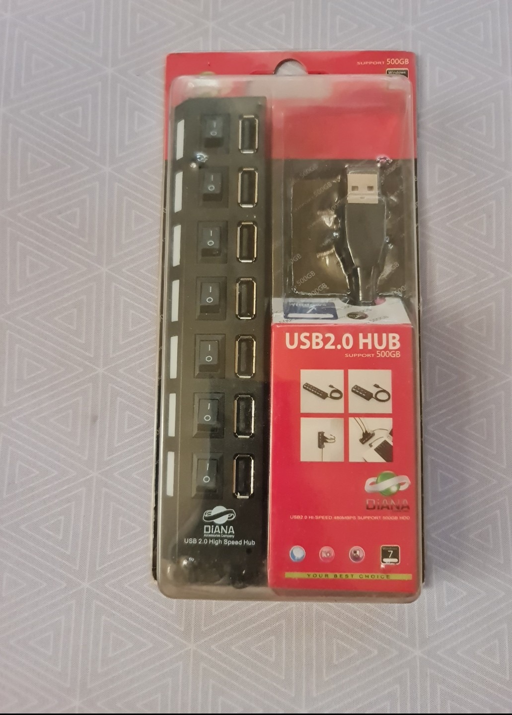 هاب 7 پورت دکمه دار