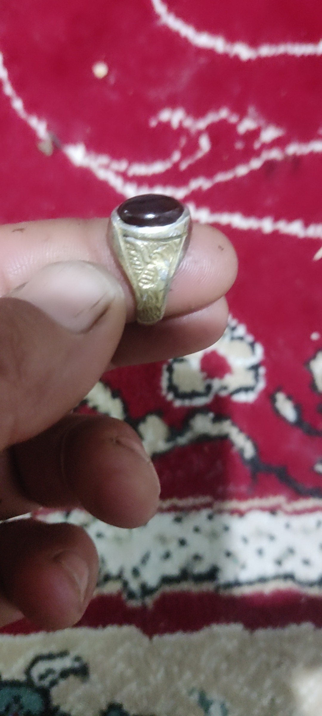 انگشتر عقیق یمن قدیمی رکاب برنجی