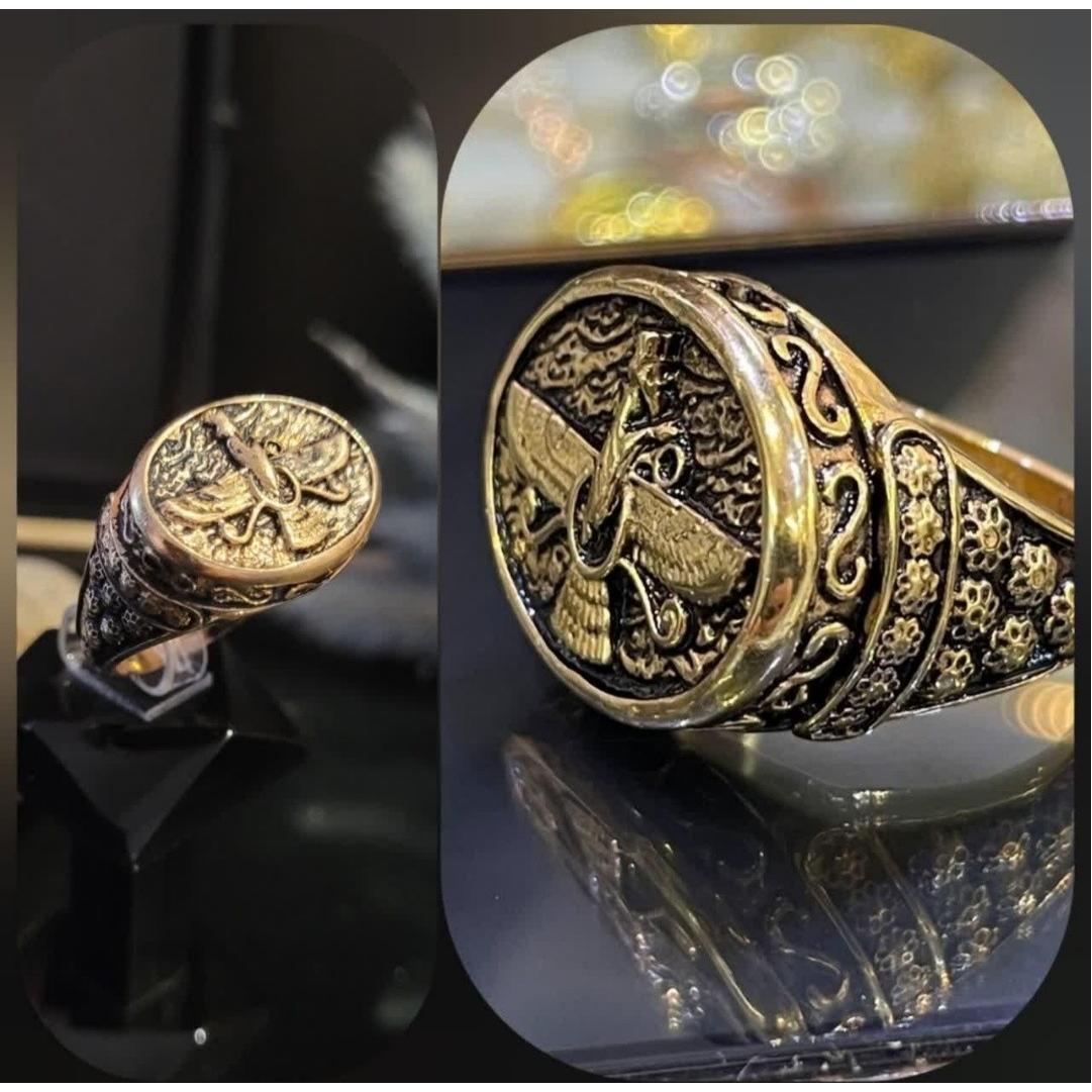 انگشتر طلا روس مدل فروهر رنگ ثابت کار شیک وعالی