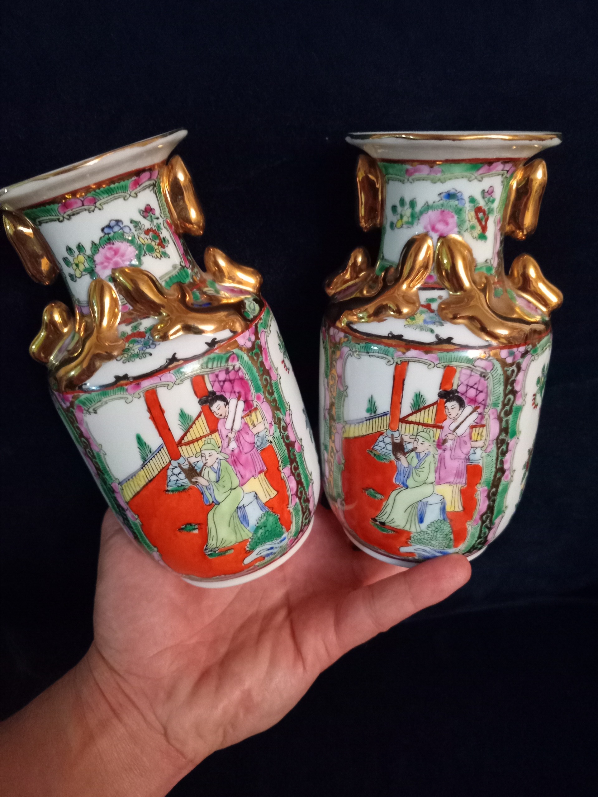 جفت گلدان مرغی گوشواره ای کهنه پهلوی زیبا