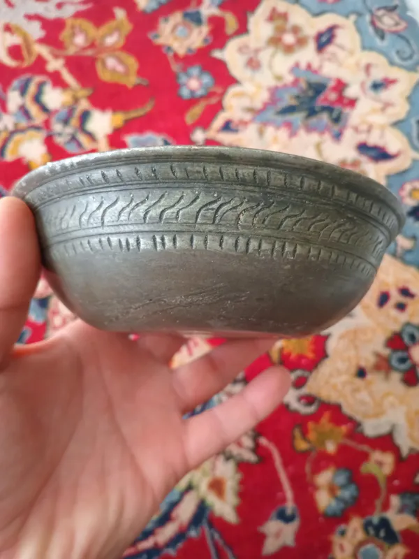 کاسه مسی چونه ای کهنه قلم کهنه کلکسیونی