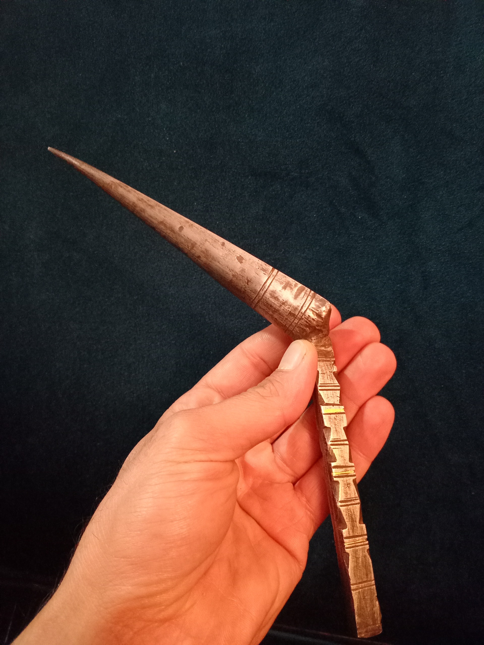 دَنگ فولادی قاجاری سوهانکاری بسیار زیبا آبطلاکاری