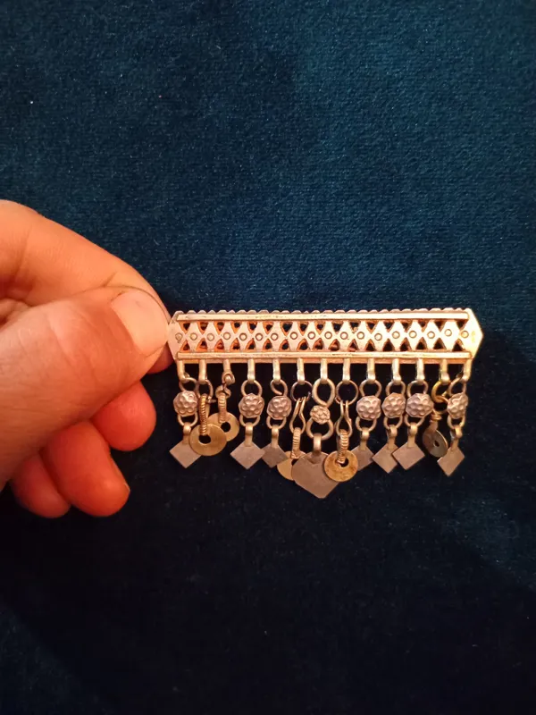 گیره سر نقره پس و گردن آویز ورشاب کهنه قاجاری