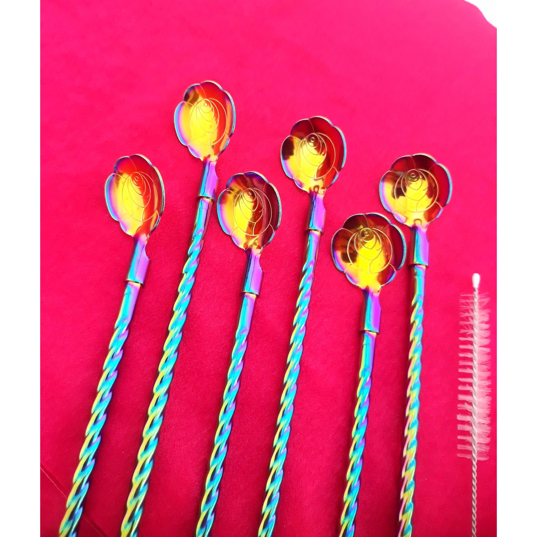 یک دست نی استیل هفت رنگ