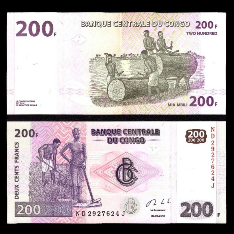 جفت اسکناس زیبا و بینظیر 200 فرانک کنگو 2013