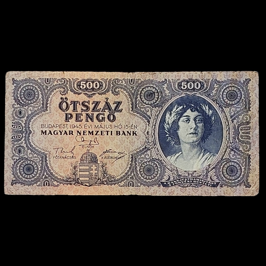اسکناس زیبا و کمیاب 500 پنگو مجارستان 1945
