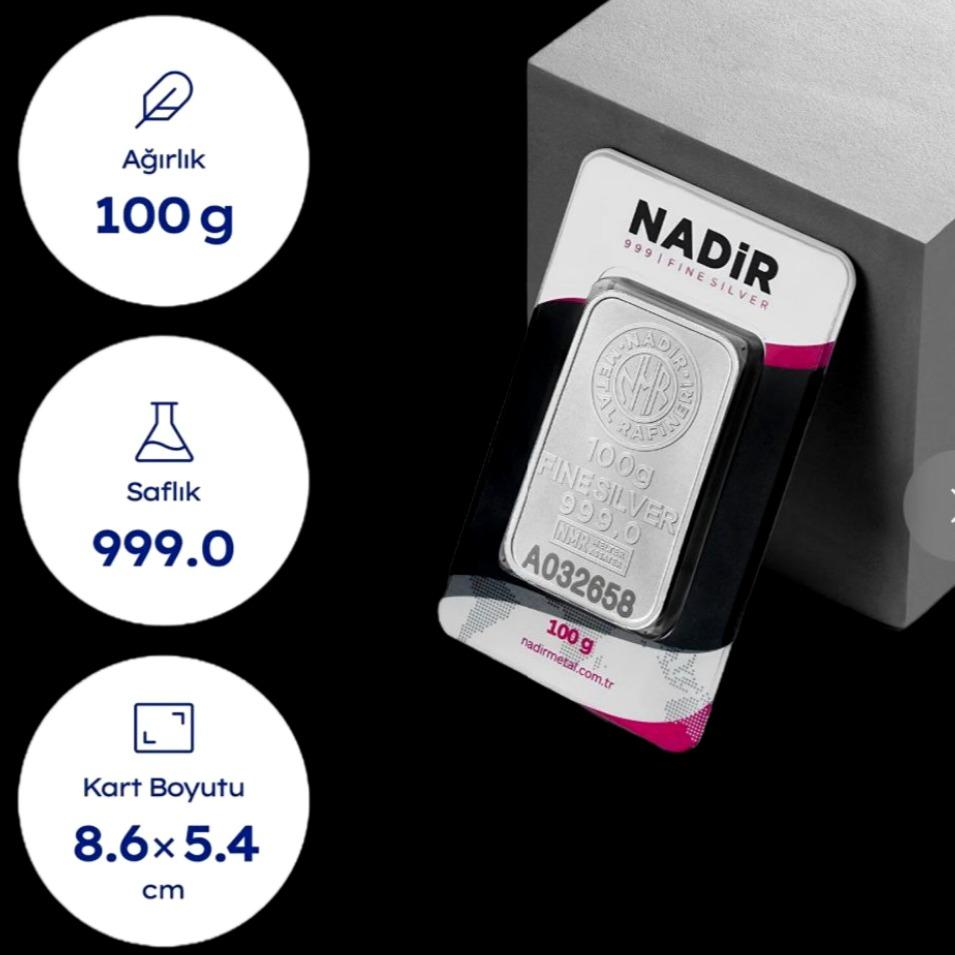 شمش نقره بینظیر از برند ندیر ترکیه با عیار 999