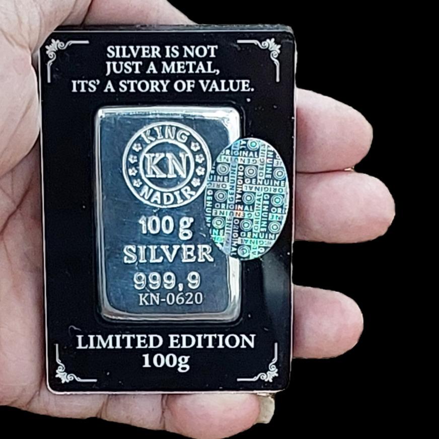 شمش نقره 100 گرم برند کینگ ندیر ترکیه باعیار 999.9