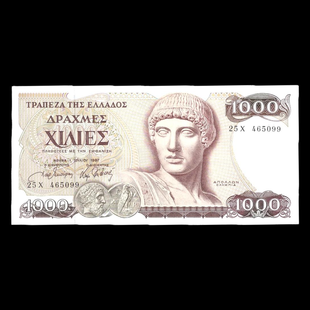 اسکناس ارزشمند 1000 دراخما یونان1987(توضیح)