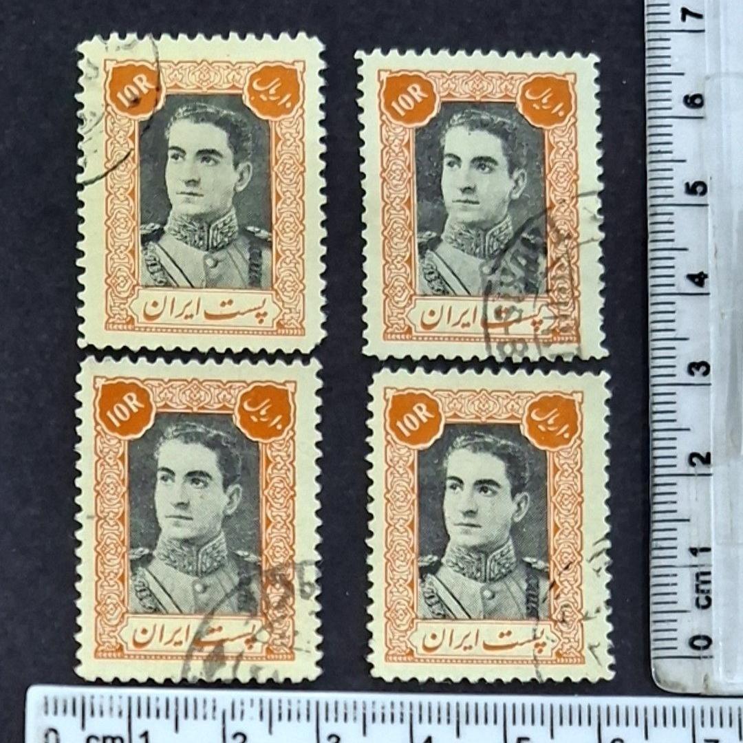 4 قطعه مهرخورده 10 ریال پستی سری اول 1321 /ق 800