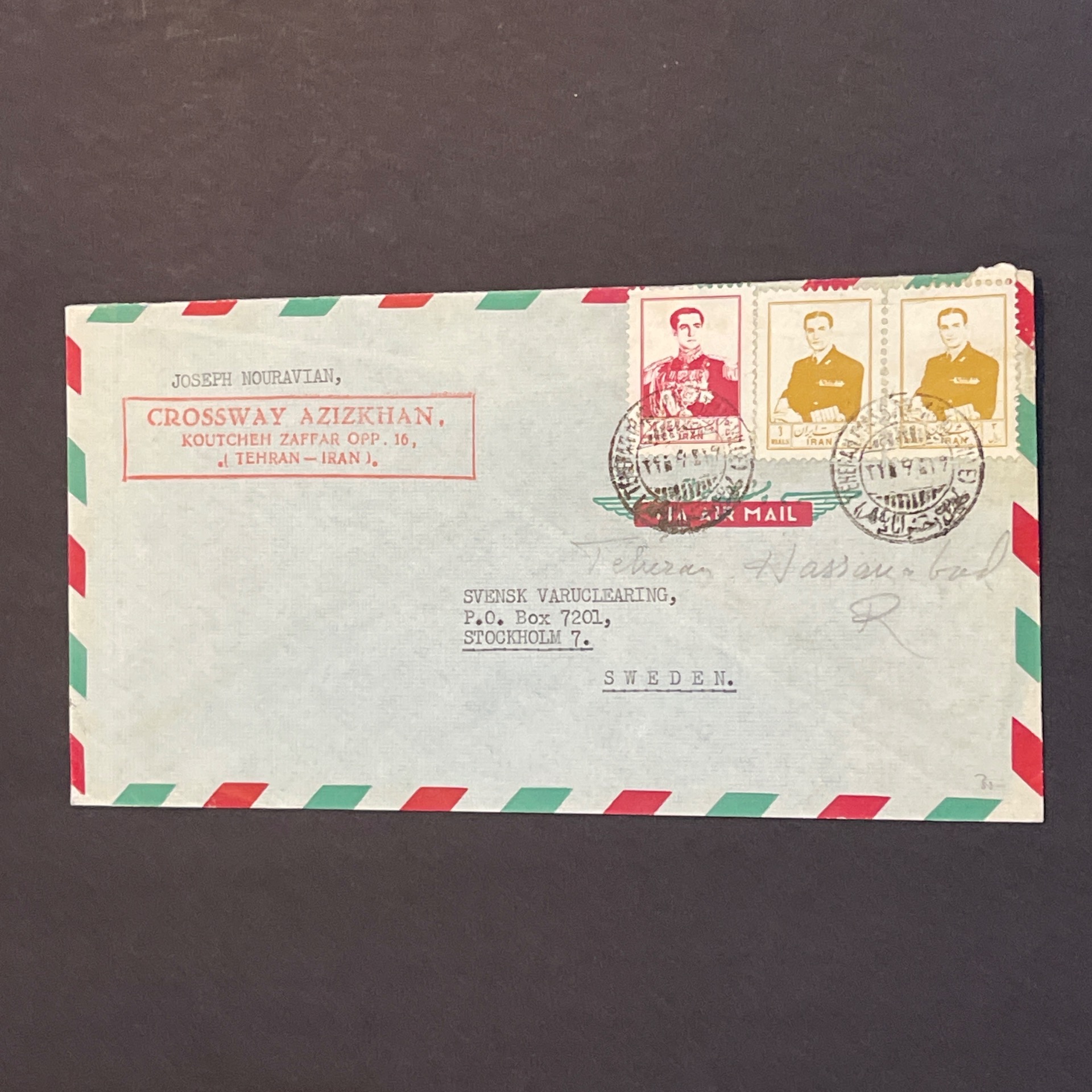 پاکت هوایی تهران (حسن اباد) به سوئد