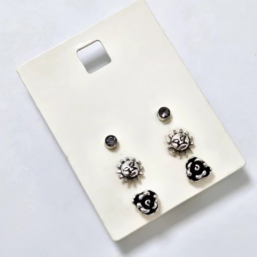 پک گوشواره میخی نقره ای برند اکسسوری