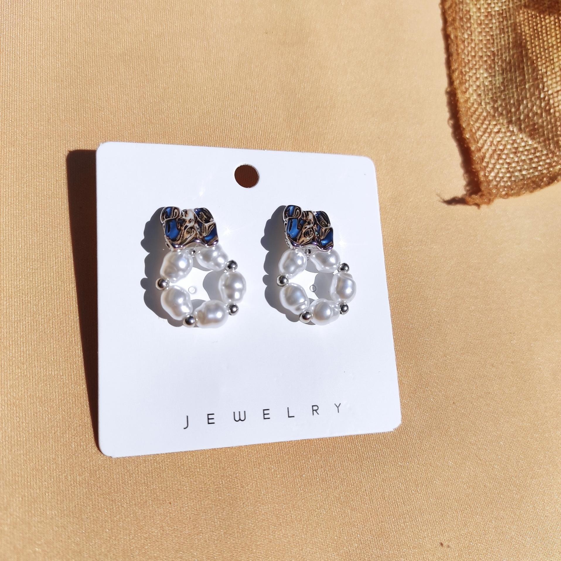 گوشواره مرواریدی شیک و فانتزی زنانه استیل نقره ای