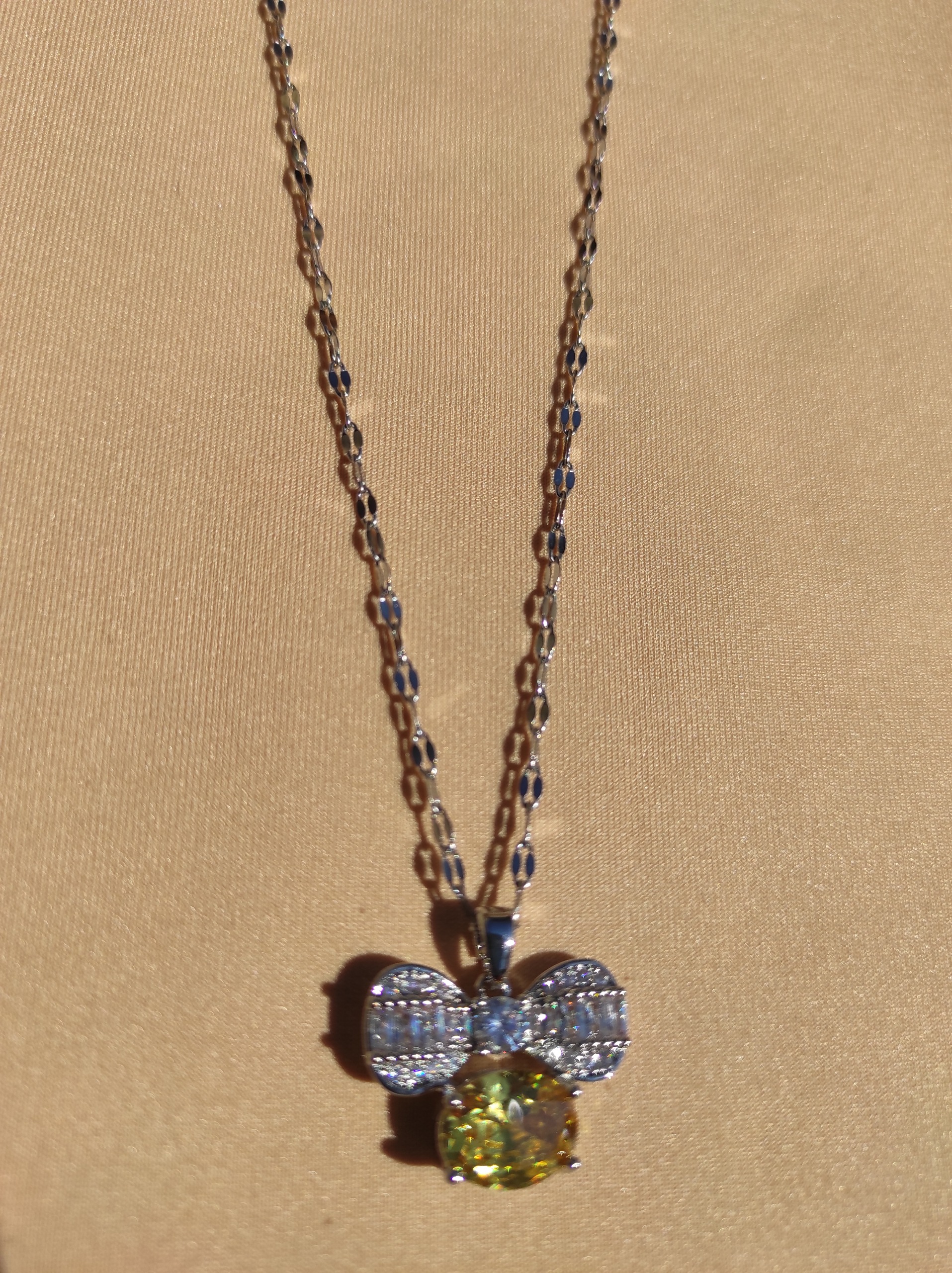 گردنبند پاپیونی نگیندار برند استنلس استیل