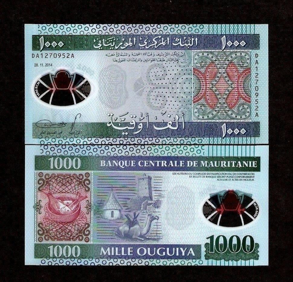 اسکناس زیبای 1000 اوقیه موریتانی پلیمری