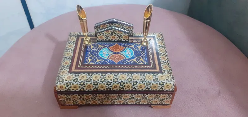 جا قلمی خاتم کاری جعبه دار نو