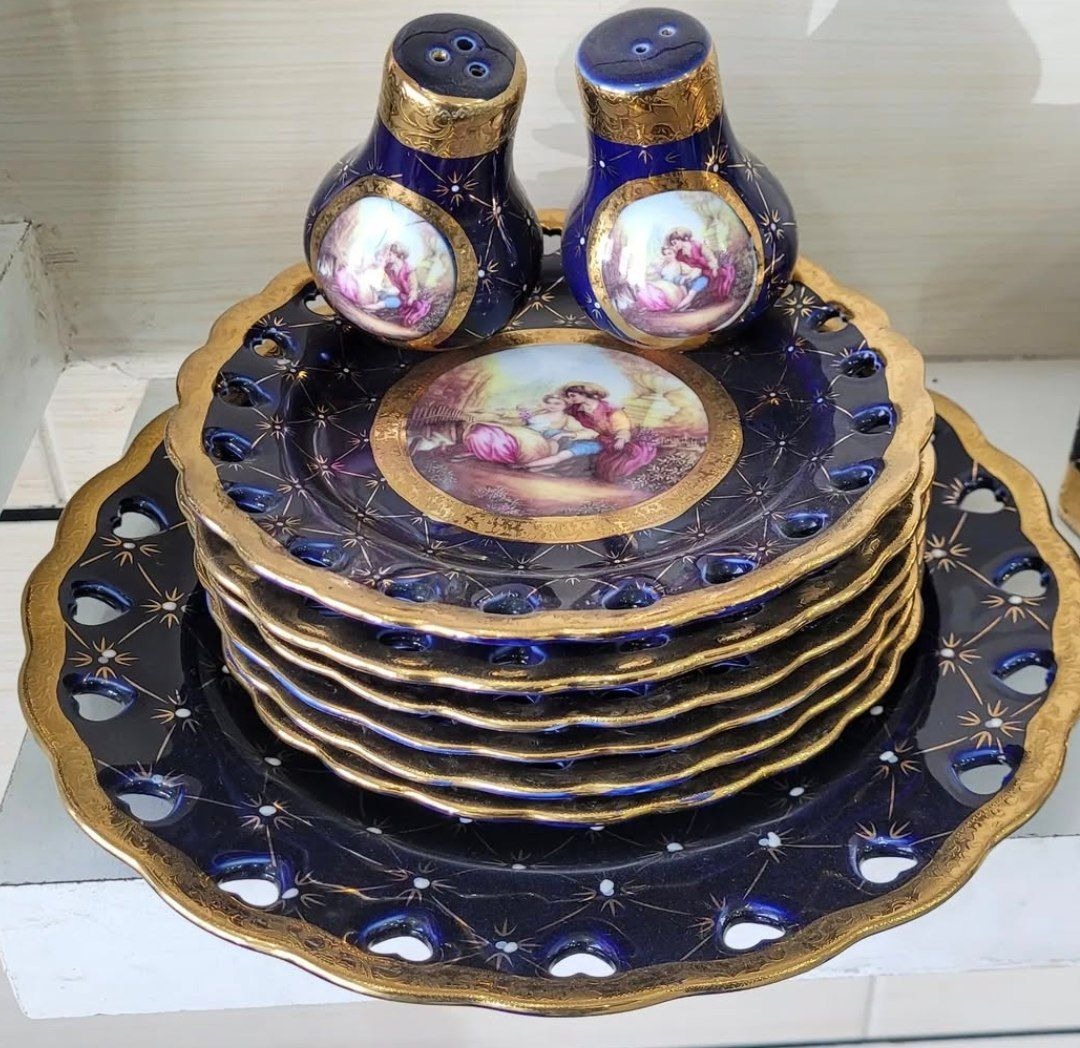 سرویس خیارخوری سرمه ای کم یاب 9پارچه نو