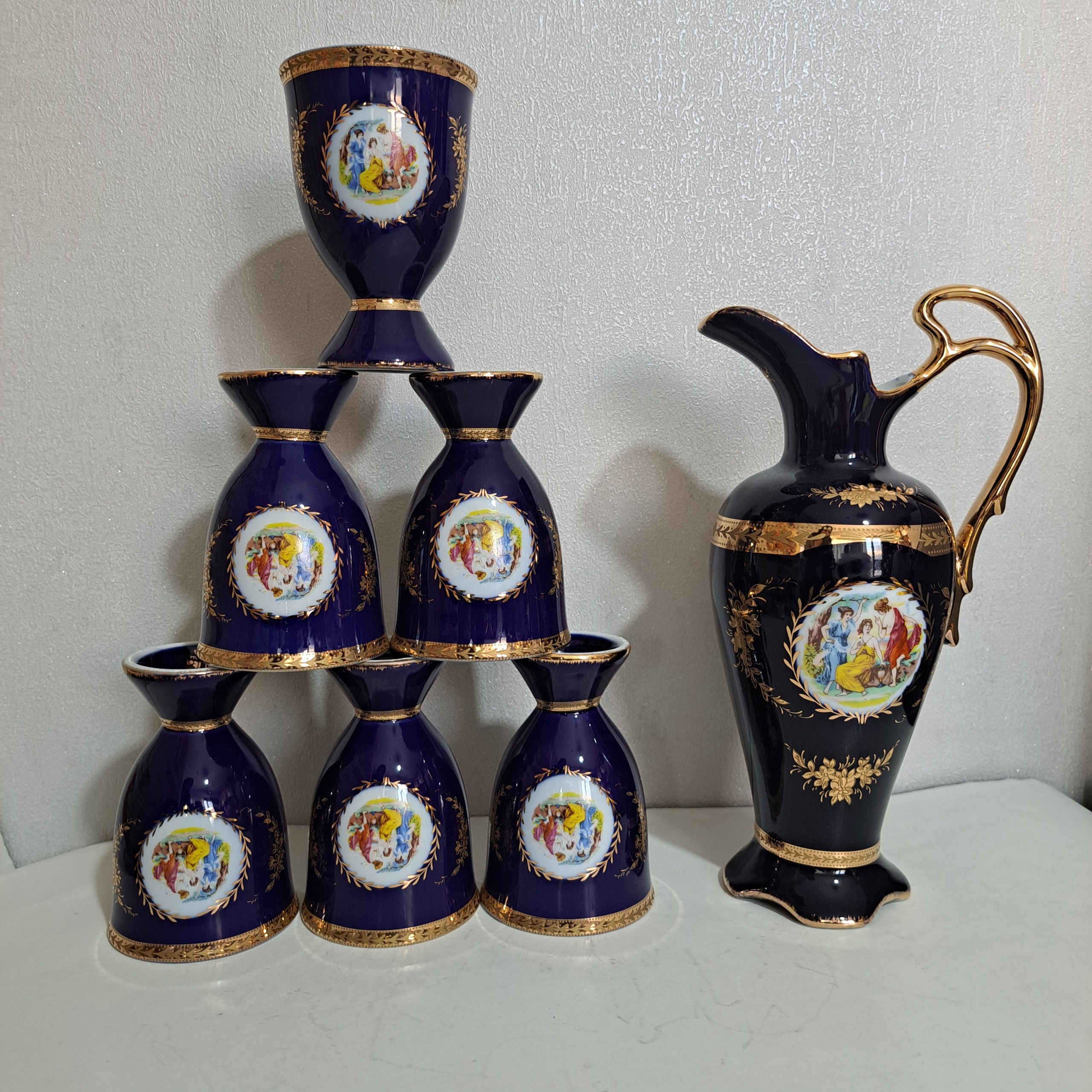 ست پارچه لیوان سه دختر سورمه ای