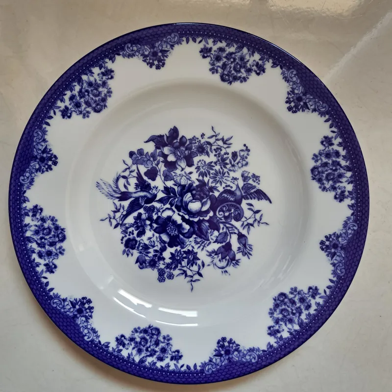 دیوارکوب چینی 25سانتی قلم آبی طرح گل