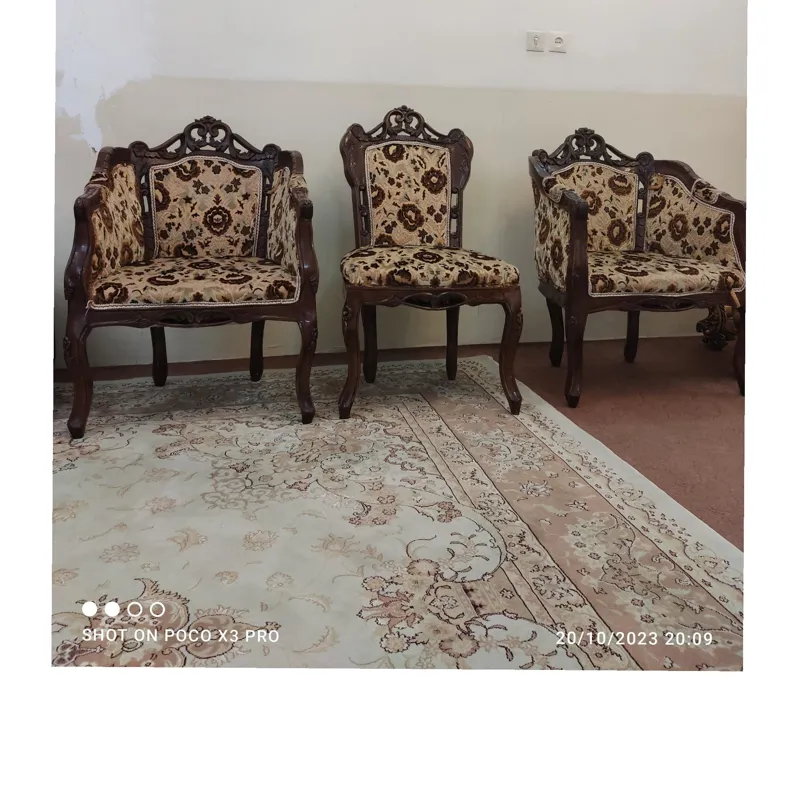 مبل کلاسیک 9نفره آنتیک با چوب گردو