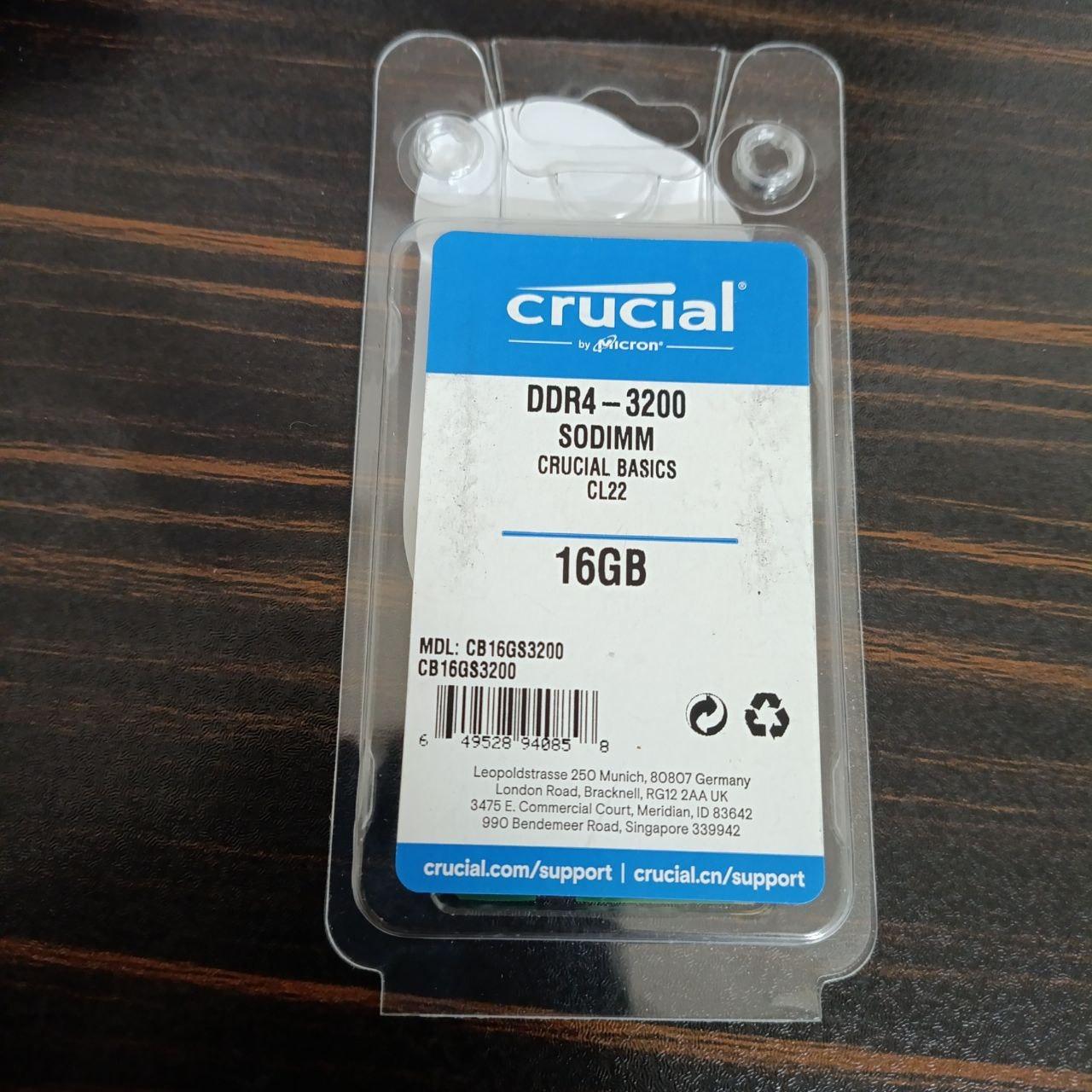 رم لپ تاپ نو Crucial 16GB DDR4-3200 گارانتی سازگار