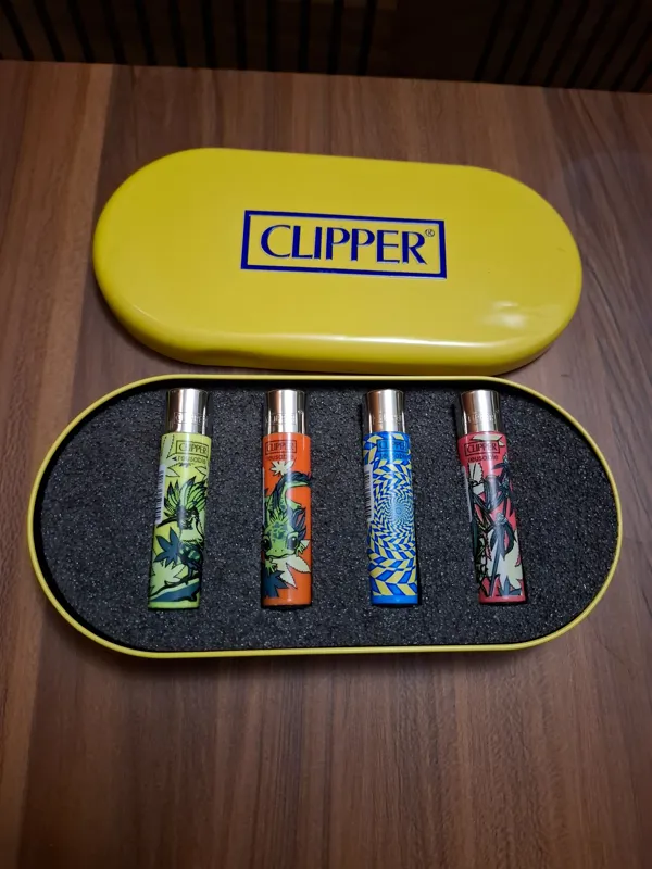 پک 4 عددی فندک کلیپر با قوطی فلزی