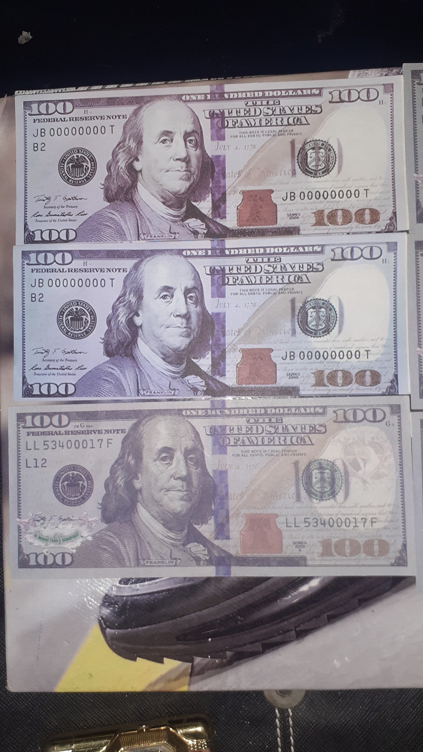 سری 6برگ طرح اسکناس 100دلاری