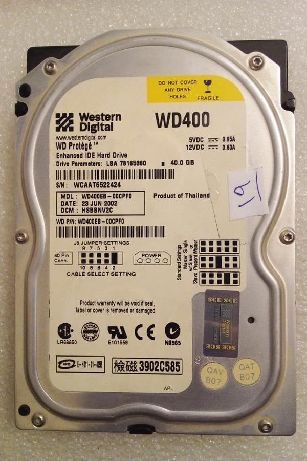 هارد HDD کمیاب 40 گیگ WD وسترن دیجیتال (ک 3)19