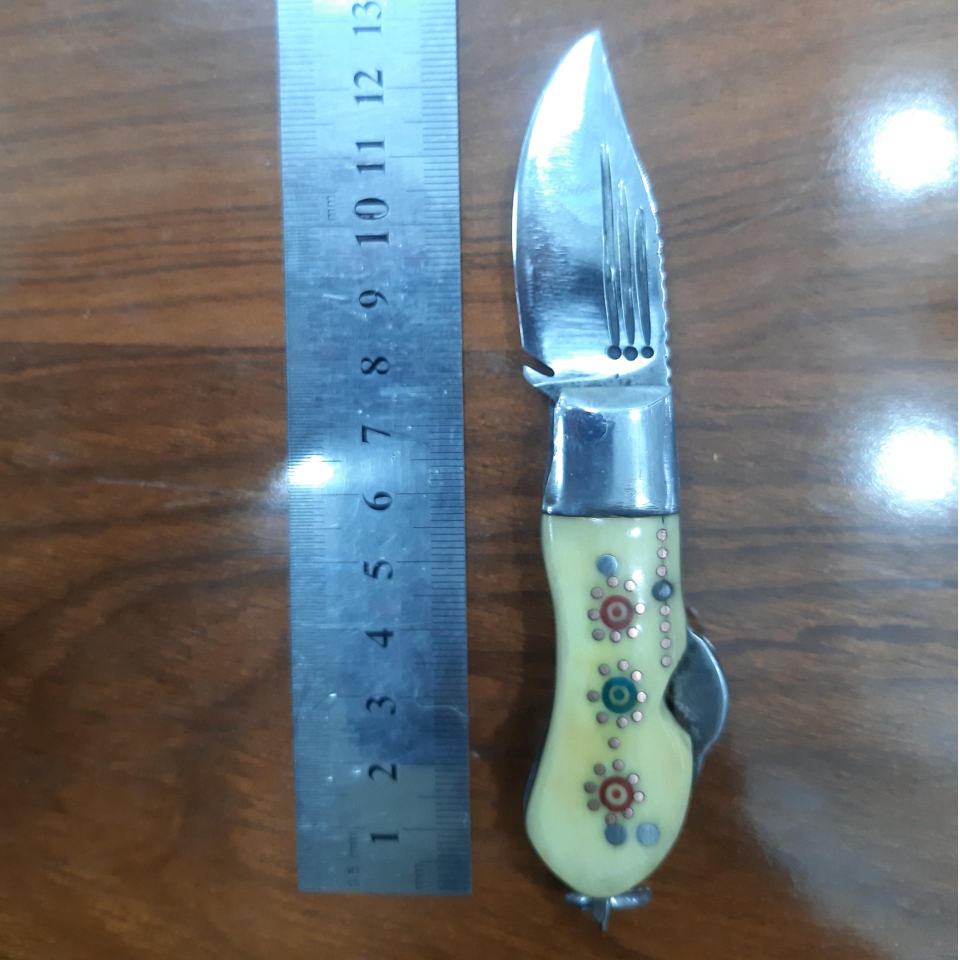 چاقوی بابا دستساز دسته استخوان سفید تیغه فولادی