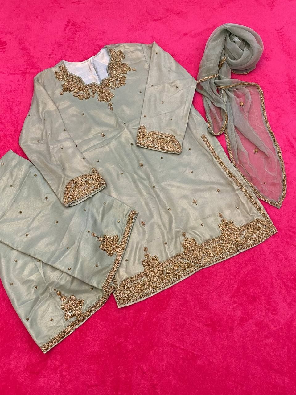 لباس مجلسی سنتی هندی زنانه سبز