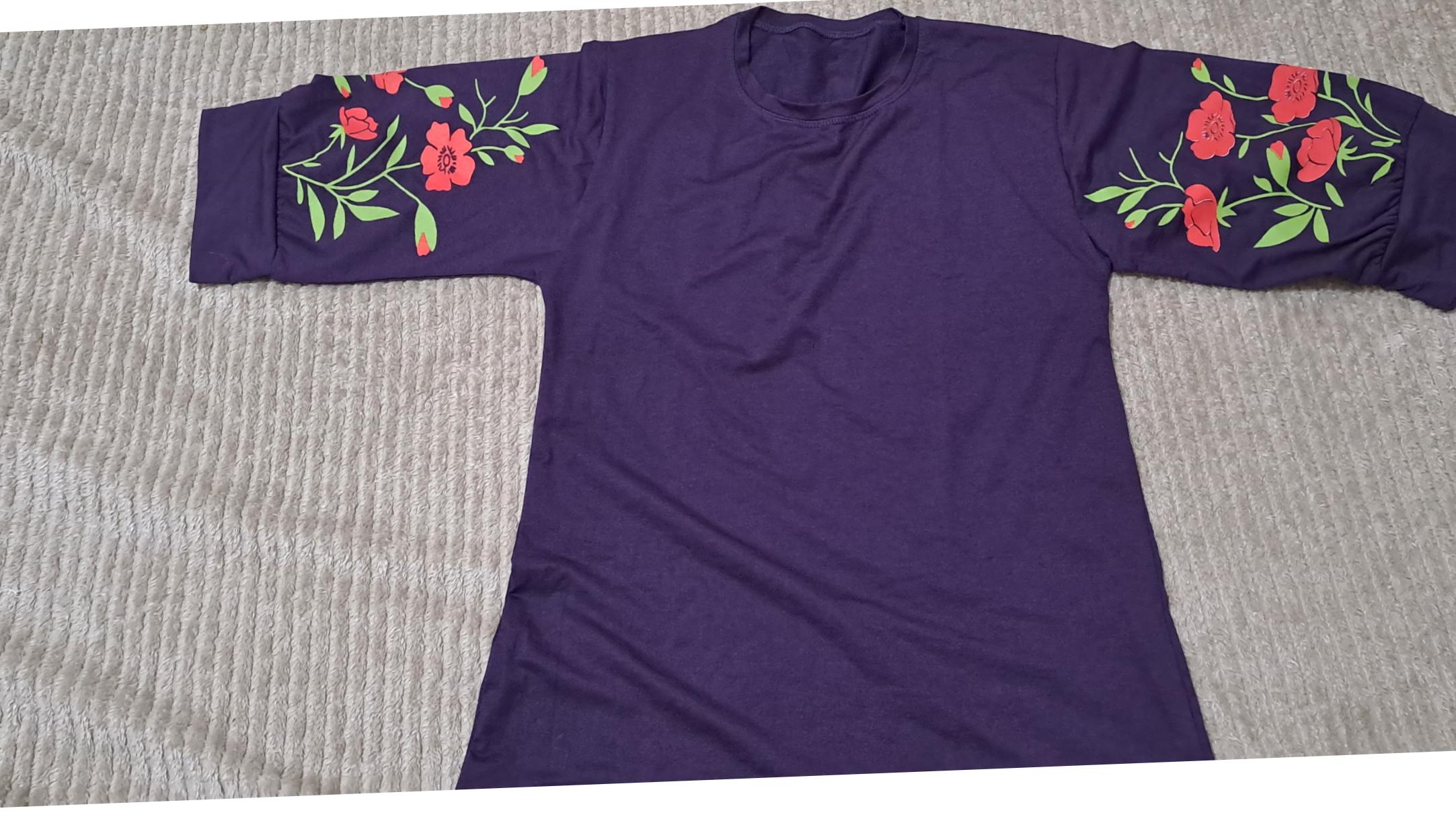 تیشرت بادمجانی زنانه سایز 40