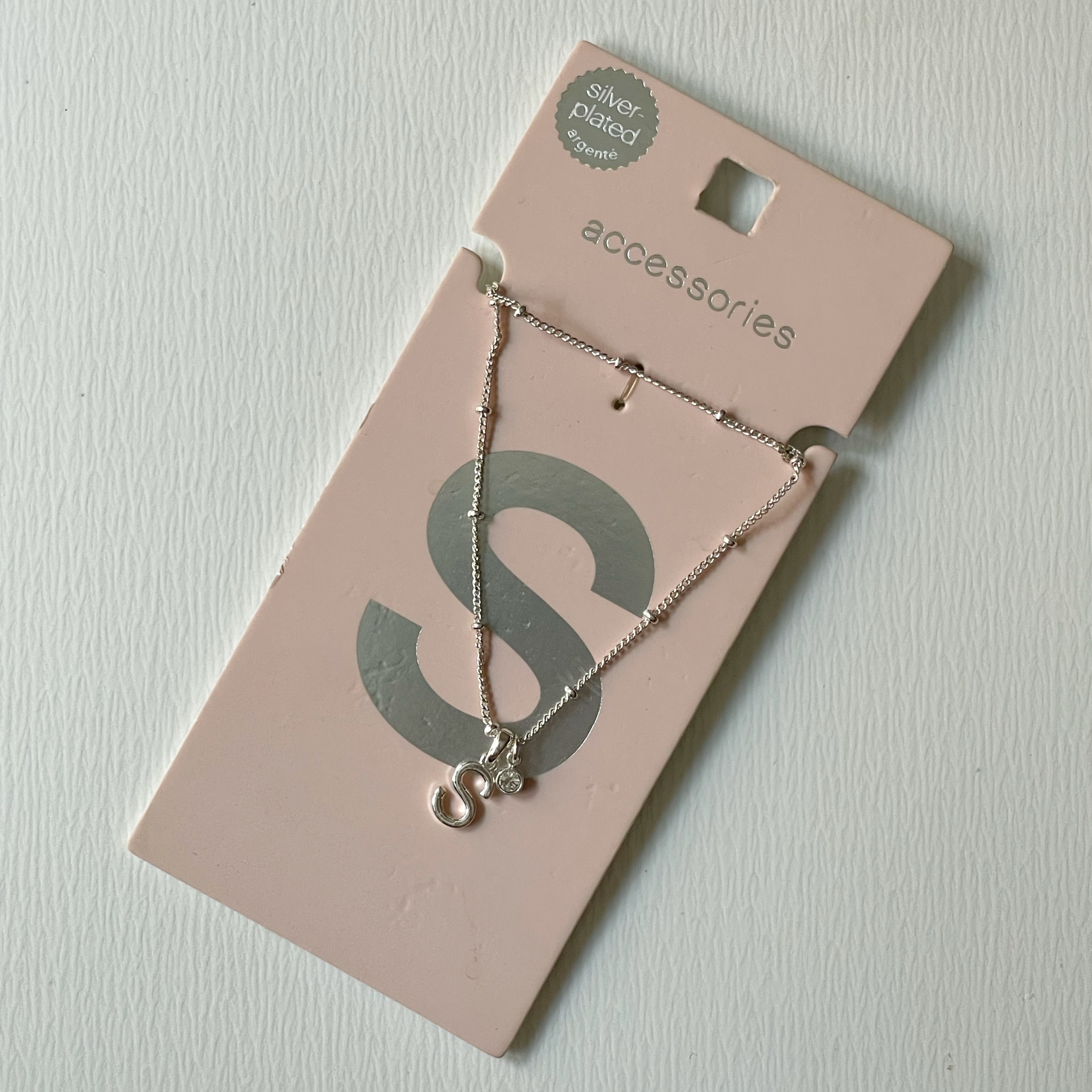 گردنبند روکش نقره حرف S