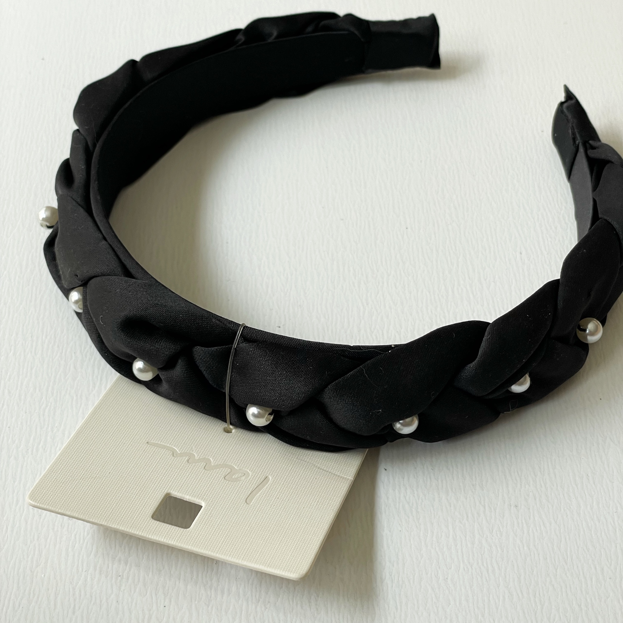 تل سر ساتن مشکی مرواریدی