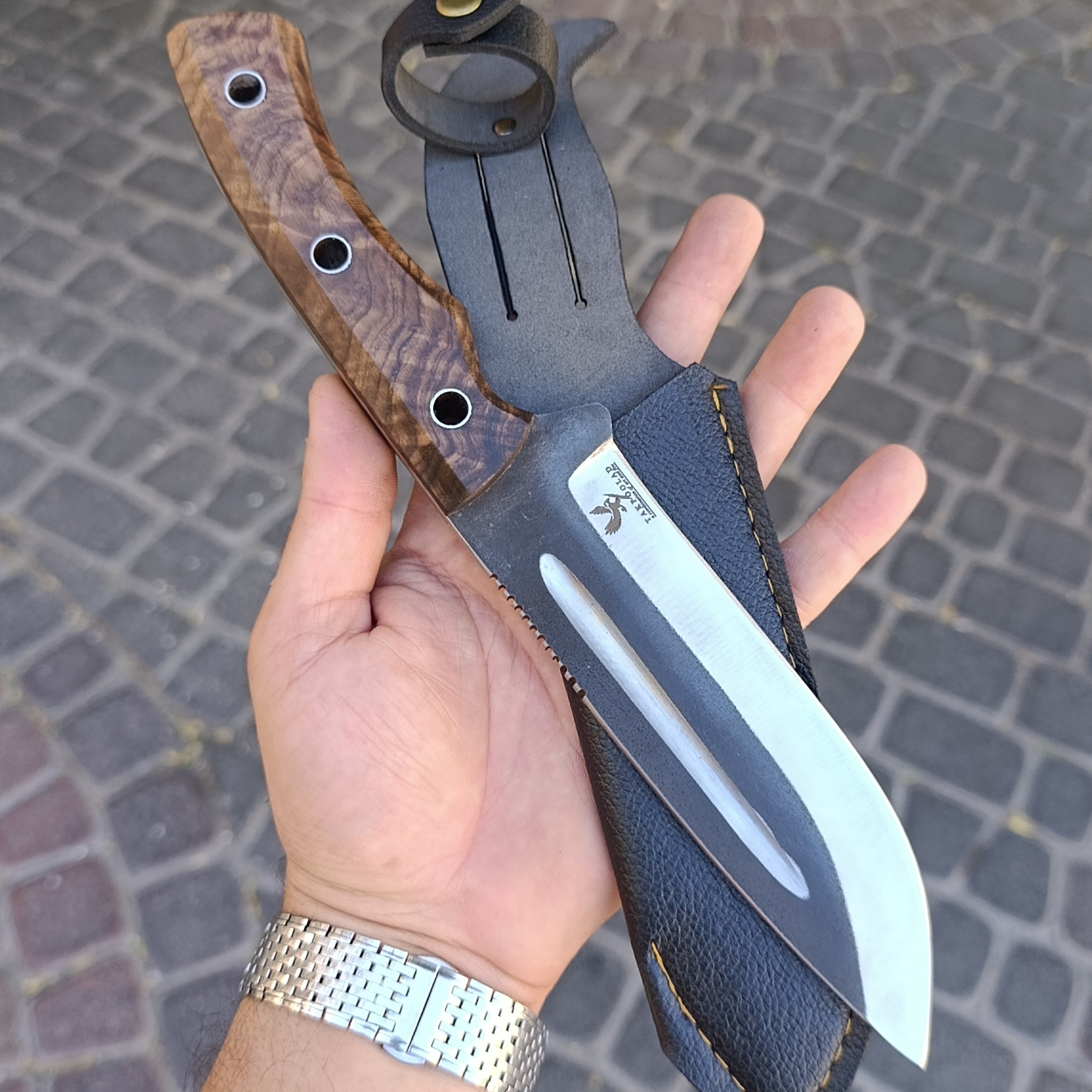 چاقو بوشکرافت سرنیزه سرخ پوستی اصل با غلاف