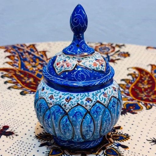 قندان مسی میناکاری اصفهان 14 سانتی